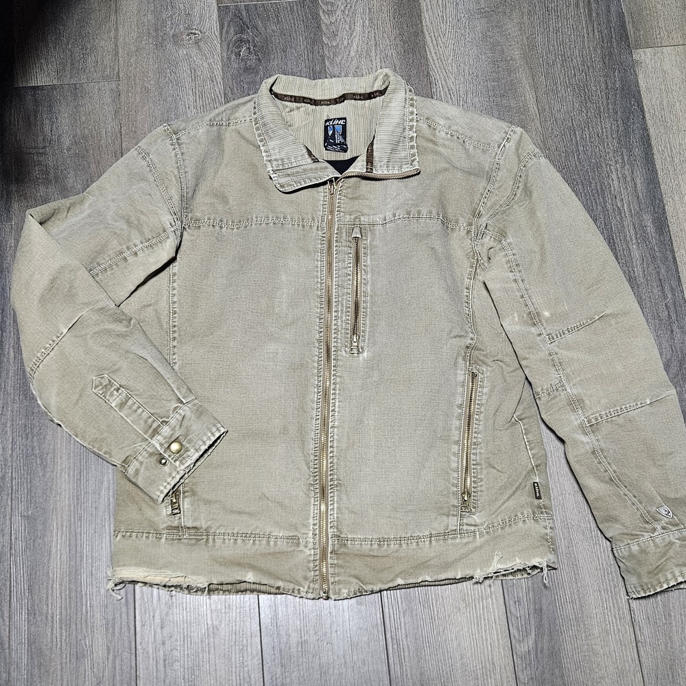 Kuhl Burr Jacket Mens Size Large Vintage Patina Dye Fleece Lined Coat Distressed